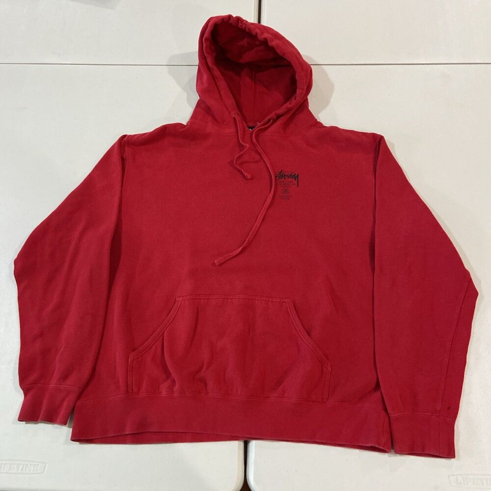 Stussy Adult Medium World Tour Hoodie Red Cayenne